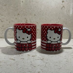 Hello Kitty x Sanrio Red Polka Dot & Stripe Ceramic Mug Set *BNWT*